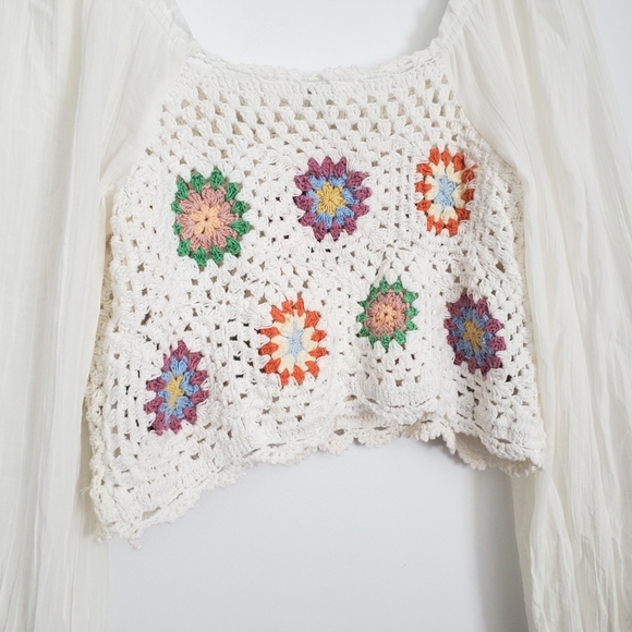 Aerie Crochet Cotton Crop Top Size Large - Picture 5 of 6